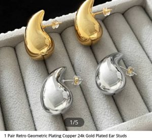 Geometric Teardrop Drop Earrings (Gold-Plated)