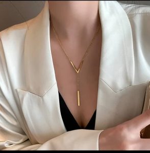 Modern Geometric Zircon Chain Necklace (Gold-Plated)