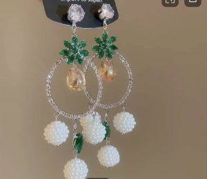 Tropical Hoop Tassel Earrings