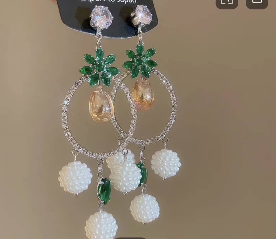 Tropical Hoop Tassel Earrings