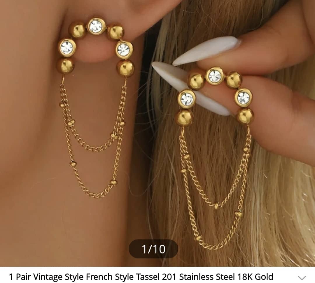 Vintage Gold Tassel Climber Earrings