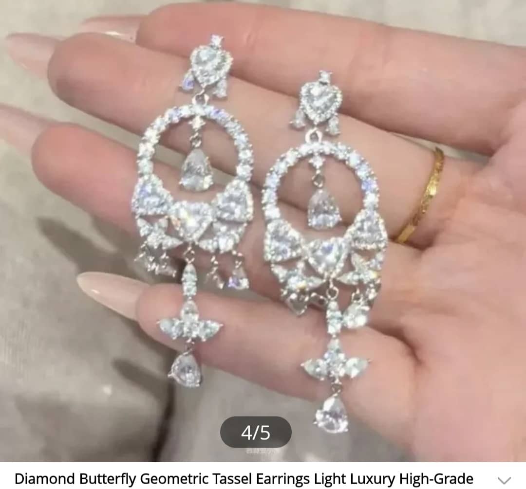 Diamond Butterfly Geometric Tassel Earrings