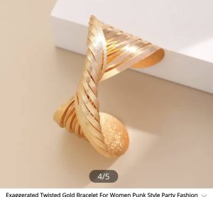 Exaggerated Twisted Gold Cuff Bracelet