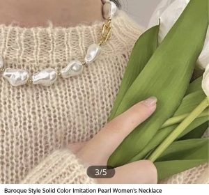 Baroque Solid Imitation Pearl Gold Chain Necklace