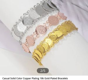 18K Gold Plated Medallion Coin Charm Bracelet (Multi-Tone)