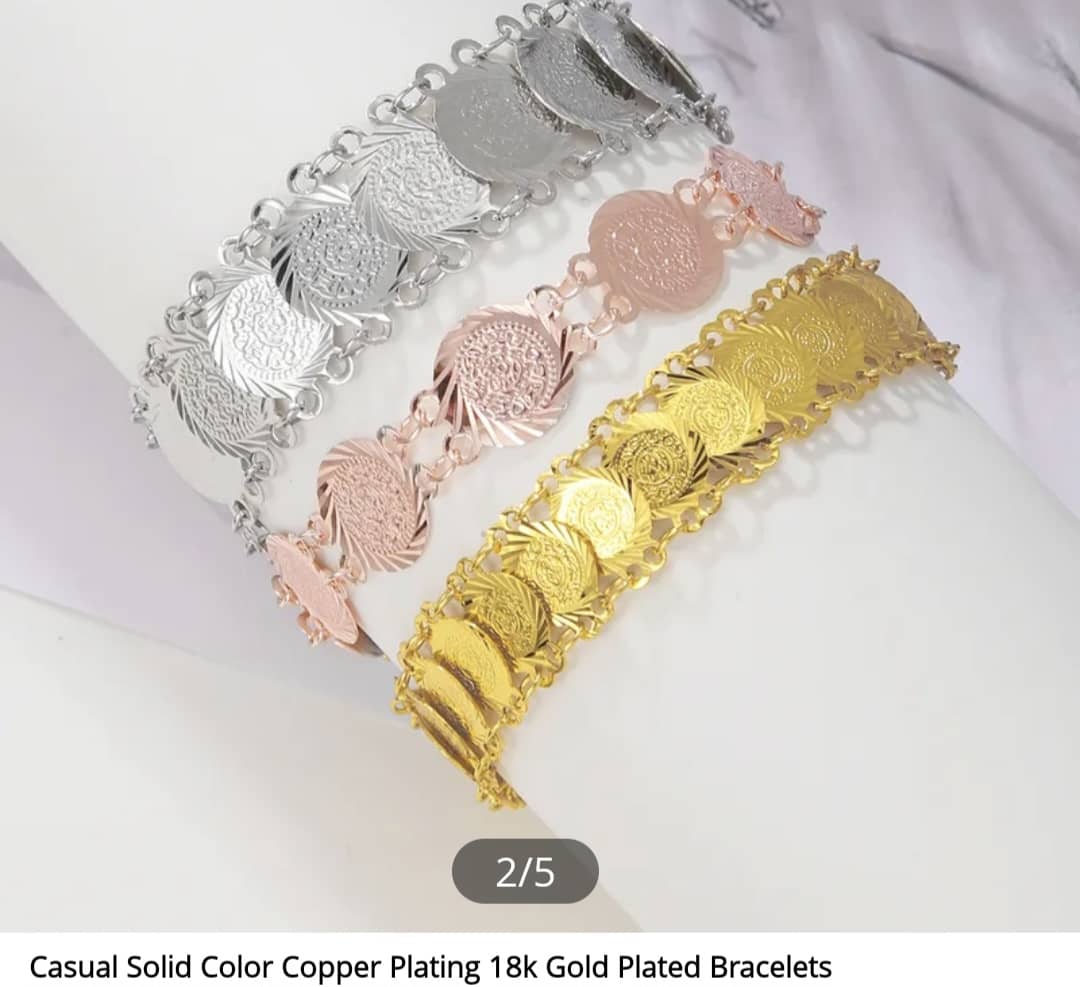 18K Gold Plated Medallion Coin Charm Bracelet (Multi-Tone)