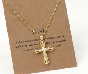 Minimalist 18K Gold Plated Cross Rope Chain Necklace