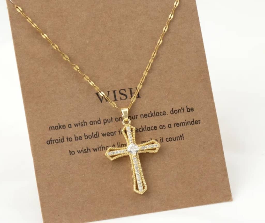 Minimalist 18K Gold Plated Cross Rope Chain Necklace
