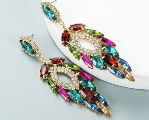 Multicolor Rhinestone Chandelier Drop Earrings