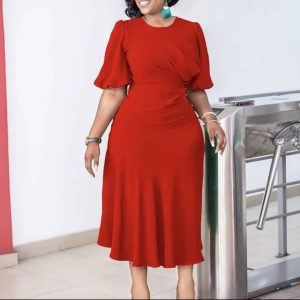 Crimson Flutter-Sleeve Midi