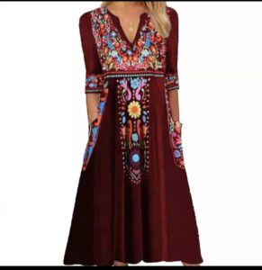 Bohemian Floral Burgundy Maxi