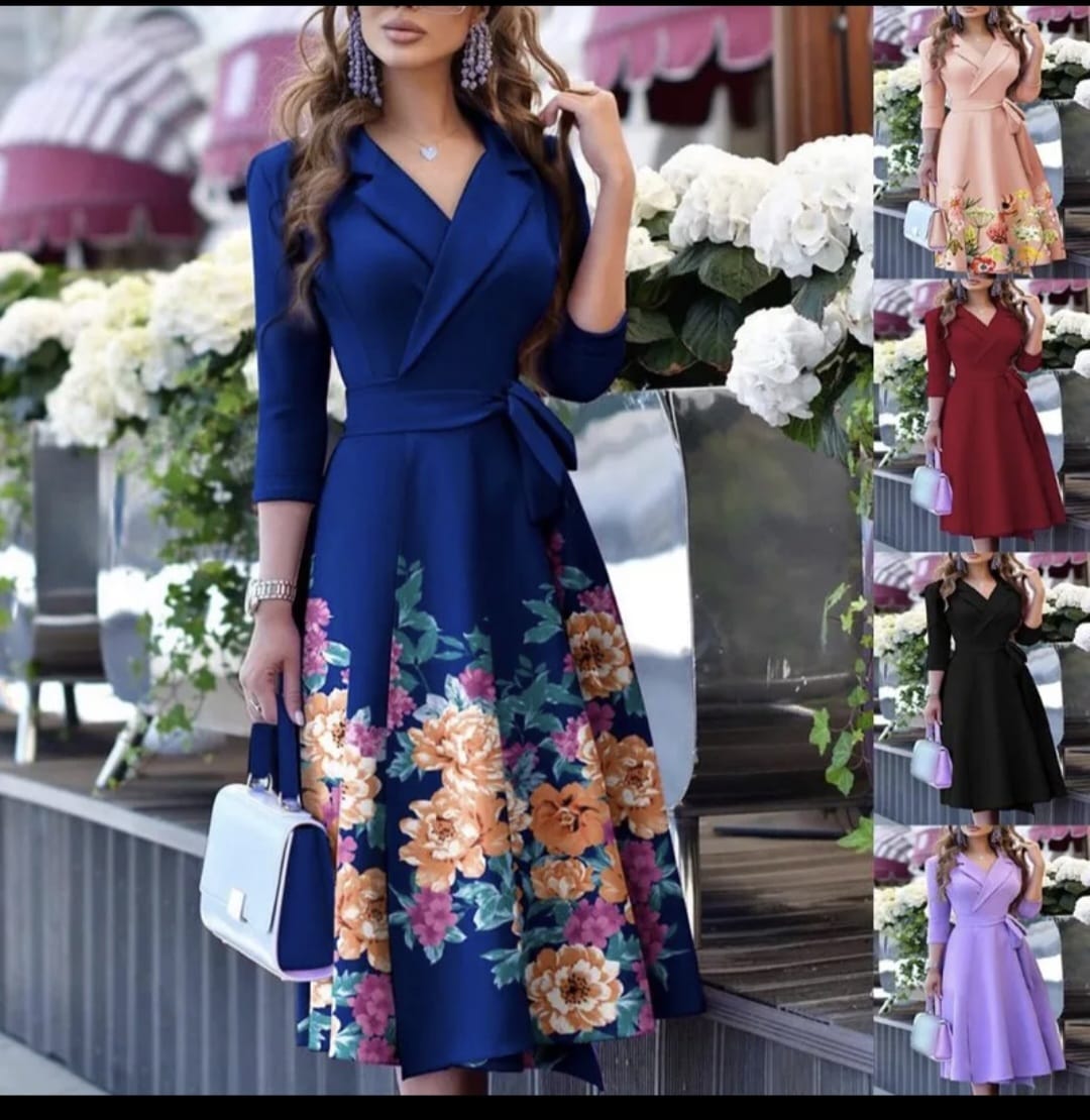 Midnight Botanical Wrap Dress