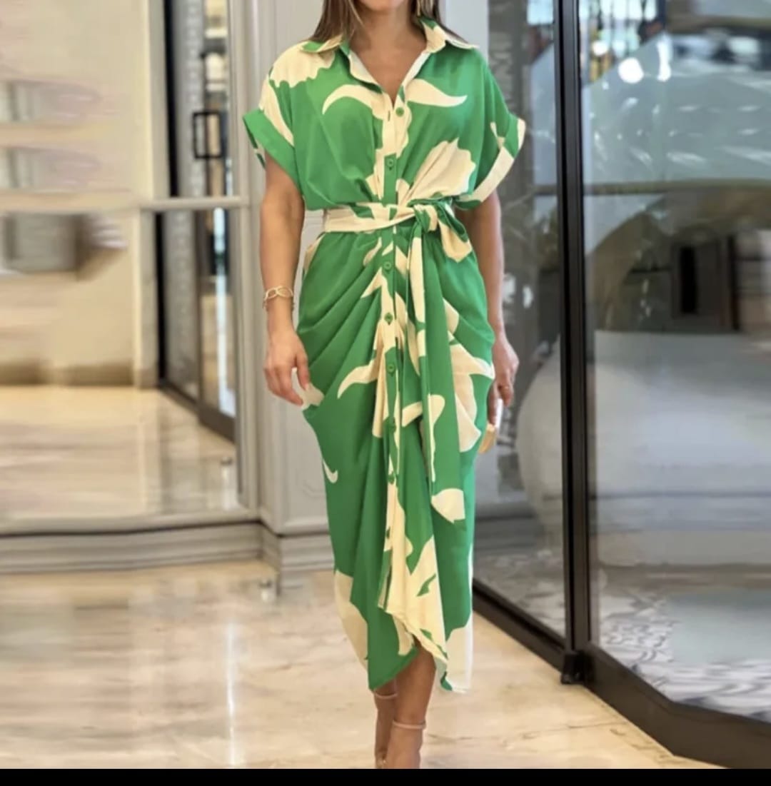 Verdant Abstract Midi Dress