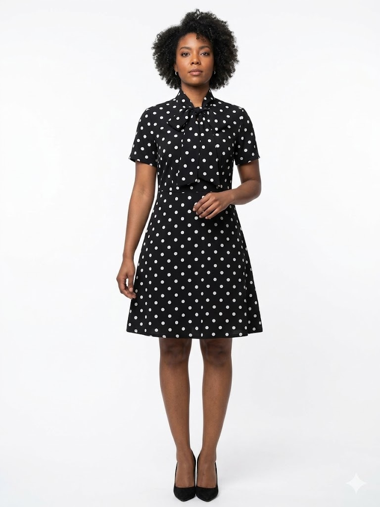 Black Polka Dot A-Line Dress