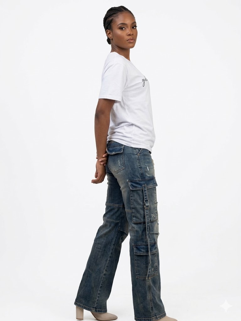 Relaxed Cargo Dungarees Jeans