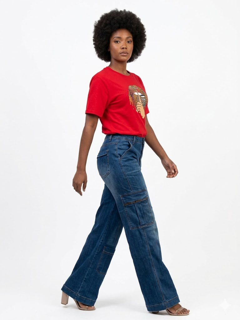 Wide-Leg Denim Dungarees Jeans