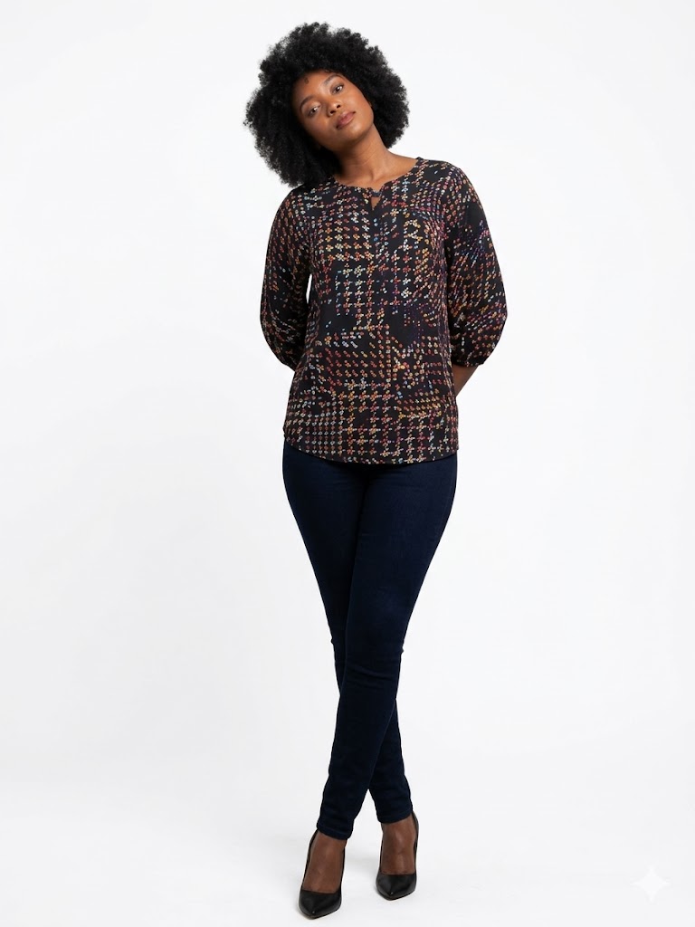 Micro-Grid Blouse