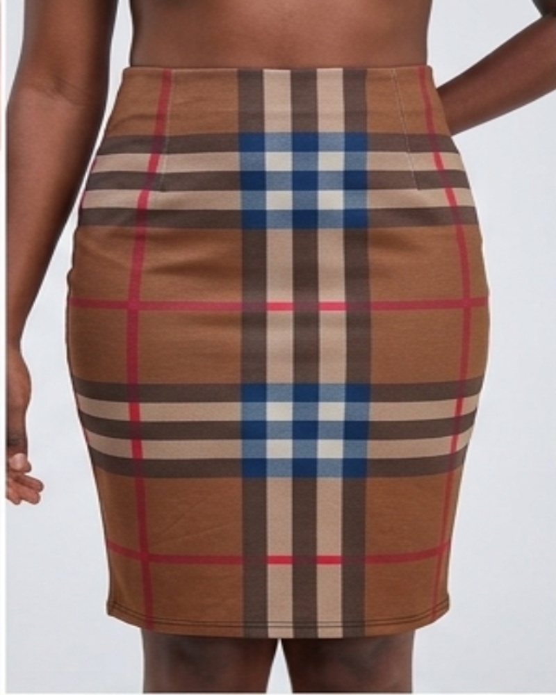 Plaid Bodycon Pencil Skirt